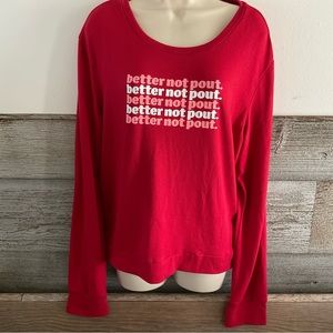 “Better Not Pout” Hello Mello Lounge Wear Sweater Size Large